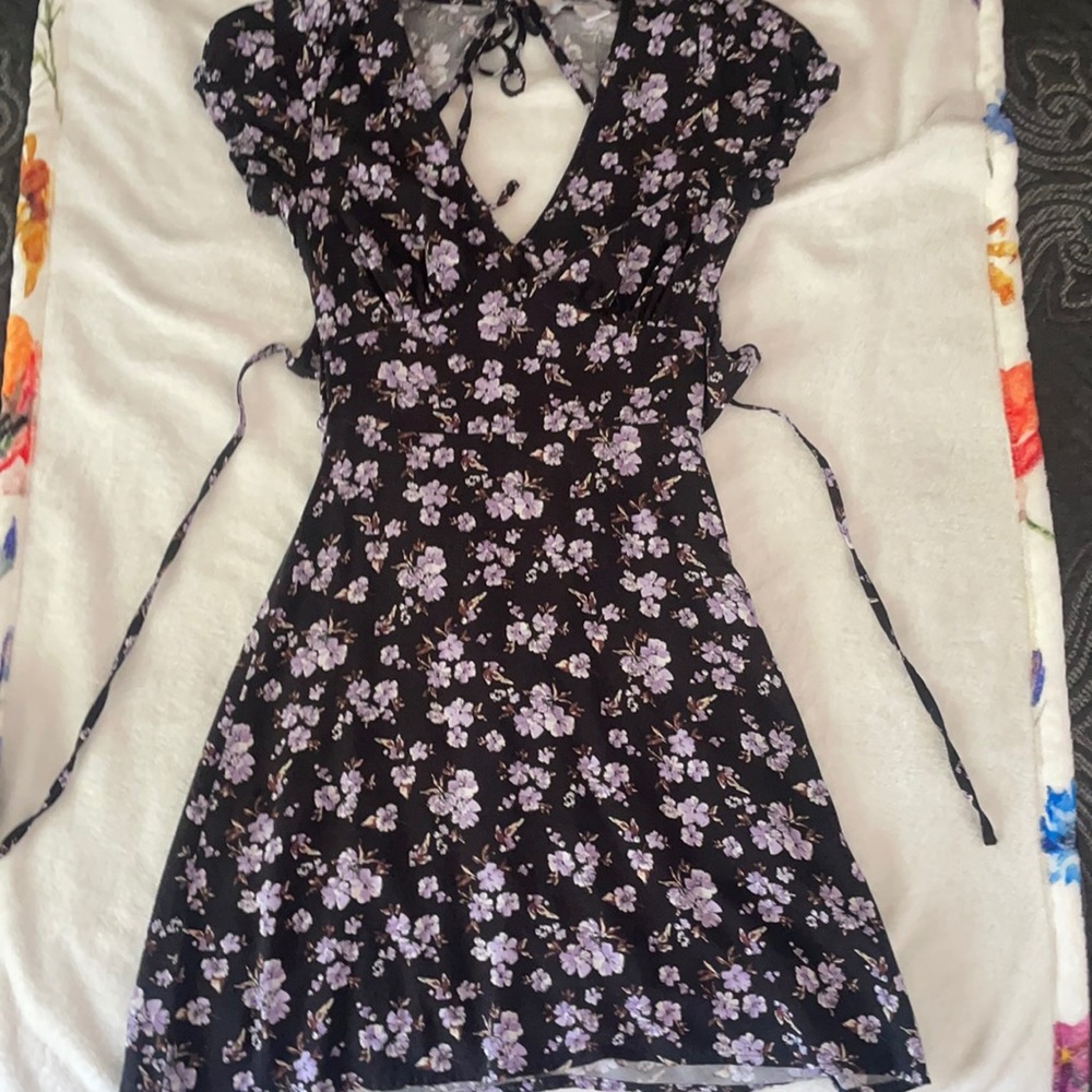 Black Purple Floral Dress